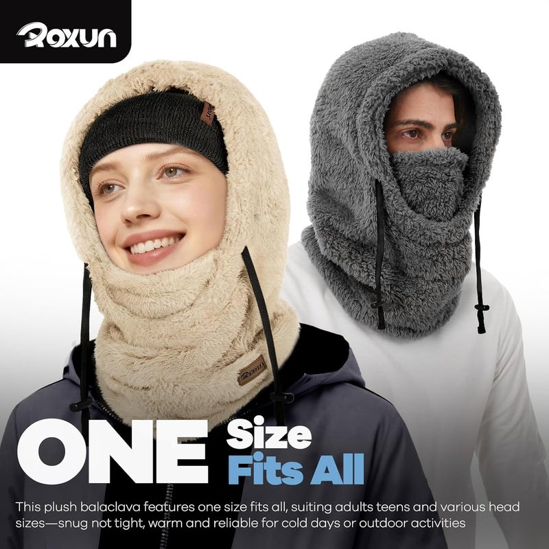 ROXUN Ski Mask Fleece Balaclava, Windproof Face Mask Winter Warm Neck Cover Helmet Hood for Men Women - Image 5